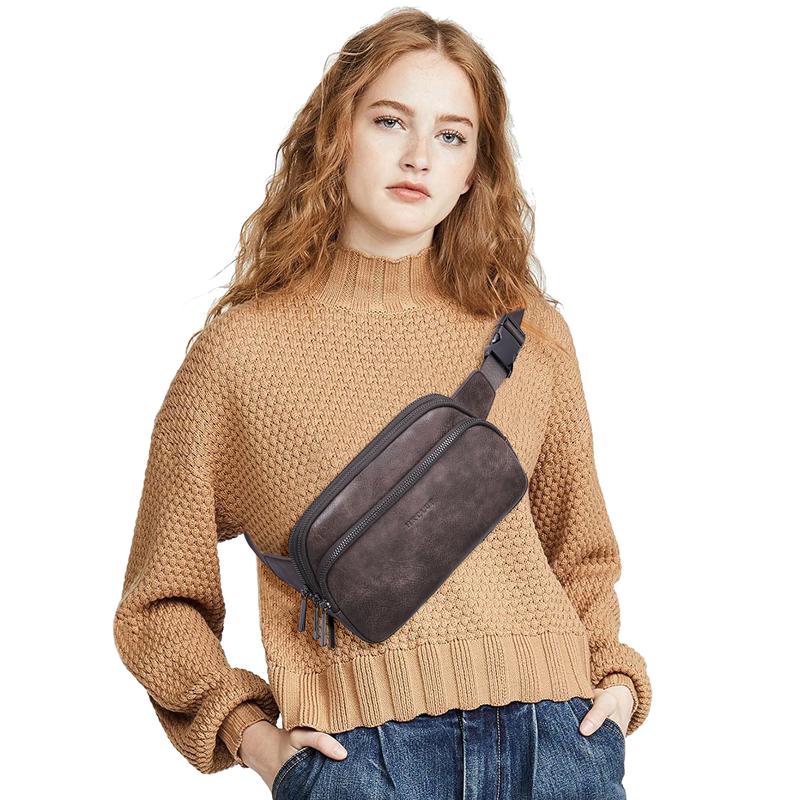 HKCLUF 4060 Fanny Pack Crossbody Bags for Women Pu Leather Belt Bag Waist Pack Causal Chest Bum Bag With 2count Adjustable