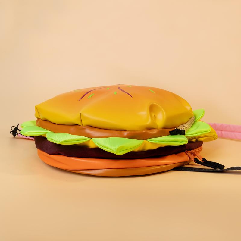 Fashionable Novelty Hamburger Design Backpack, Cute Spring Large Volume Backpack with Adjustable Strap For Daily Used, Cute Purse Student School Book Bag