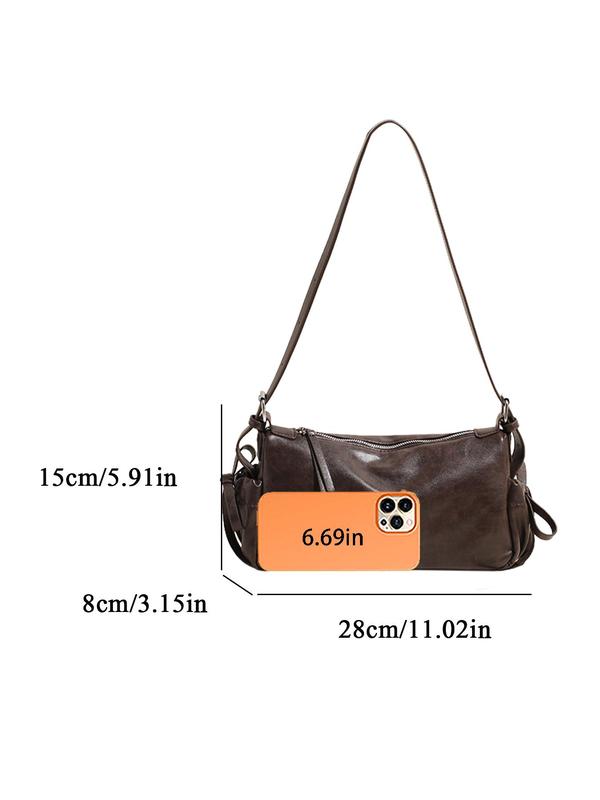 Women's Retro Large Capacity Boston Bag, Fashionable Solid Color Shoulder Bag for Daily Used, Casual Trendy Versatile High-quality Daily Commuting Bag