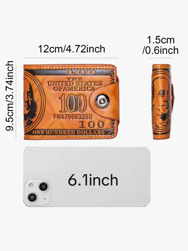 Men's Vintage Trendy Dollar Pattern Short Wallet, 2024 New Style Simple Multi Card Slot Bifold Wallet, Casual Versatile Wallet for Men for Daily Use