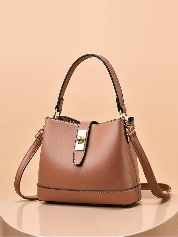 Women's Fashionable Plain Color Bucket Bag, Casual PU Leather Shoulder Crossbody Bag for Daily Used, Trendy Versatile High-quality Daily Commuting Bag