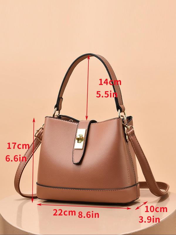 Women's Fashionable Plain Color Bucket Bag, Casual PU Leather Shoulder Crossbody Bag for Daily Used, Trendy Versatile High-quality Daily Commuting Bag