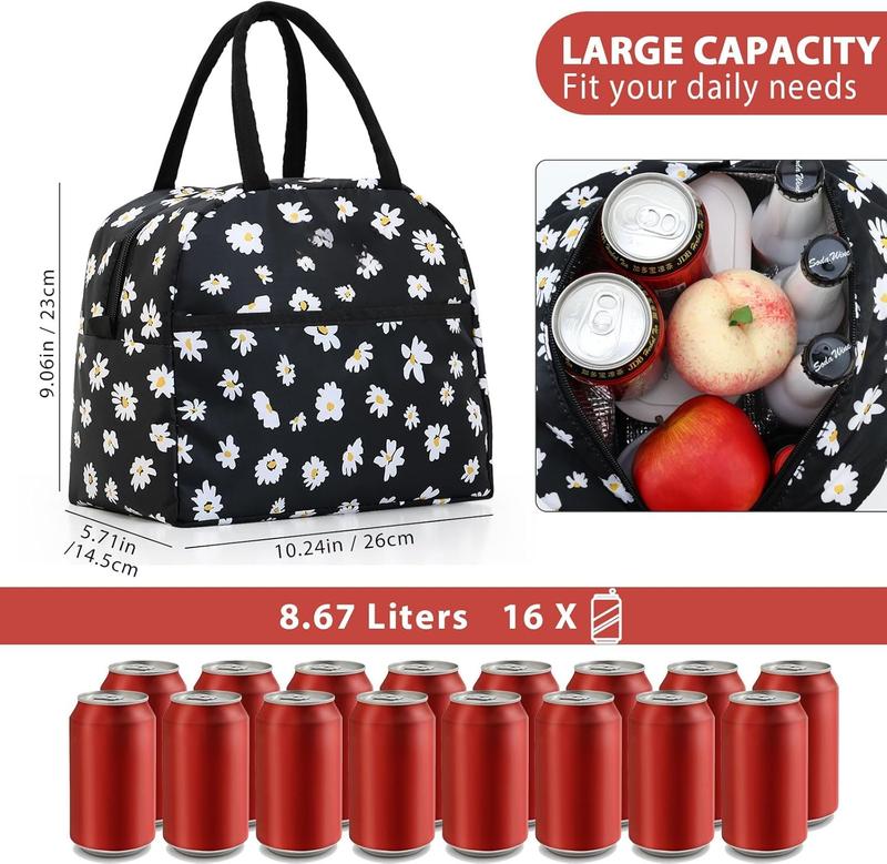 Insulated Lunch Bag for Women Men, Lunch Containers Reusable High Capacity Lunch Tote Bags for for Work Picnic(Black )