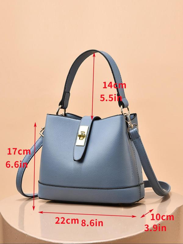 Women's Fashionable Plain Color Bucket Bag, Casual PU Leather Shoulder Crossbody Bag for Daily Used, Trendy Versatile High-quality Daily Commuting Bag