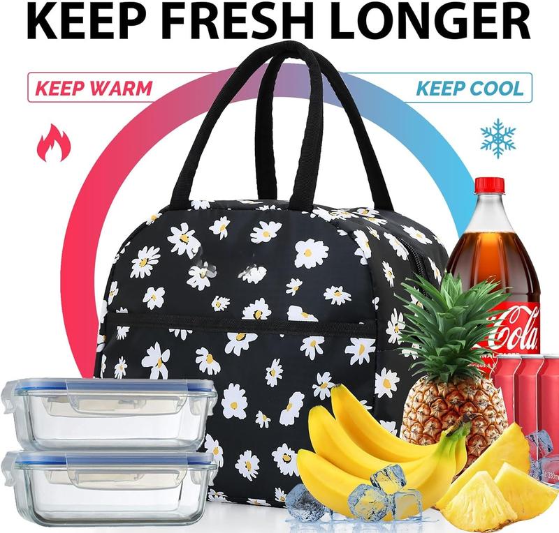 Insulated Lunch Bag for Women Men, Lunch Containers Reusable High Capacity Lunch Tote Bags for for Work Picnic(Black )