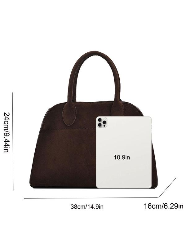 Women's Solid Color Suede Handbag, Fashionable Large Capacity Shoulder Bag for Daily Used, Casual Trendy Versatile High-quality Daily Commuting Bag