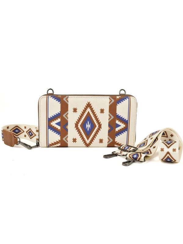 Boho Style Geometric Pattern Decor Zipper Envelope Clutch, Western Aztec Clutch Wristlet with Credit Card Slots, Fashionable Long Wallet for Women Gift