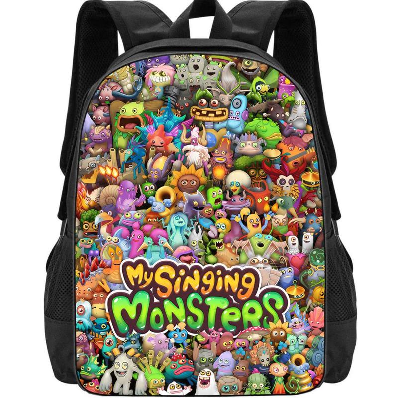 My Singing Monsters Backpack Character Creative Print Bagpack Lightweight Spacious Bag - Casual Cute Spacious Adjustable Shoulder Strap