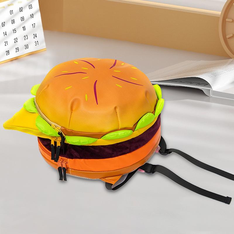 Fashionable Novelty Hamburger Design Backpack, Cute Spring Large Volume Backpack with Adjustable Strap For Daily Used, Cute Purse Student School Book Bag