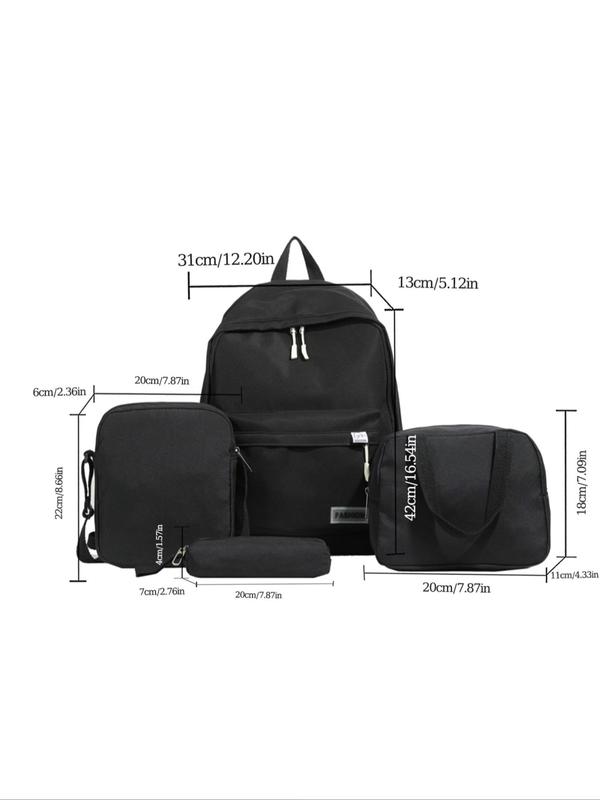 Women's Minimalist Backpack & Crossbody Bag & Handbag & Pencil Case, Casual Large Capacity Solid Color Bag Set, Versatile Bag Set for Work & School
