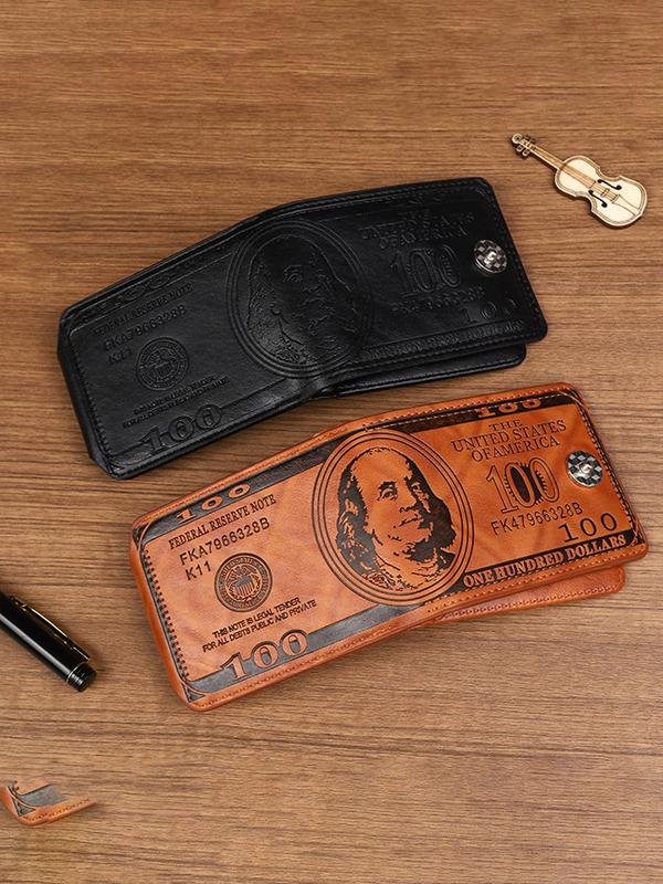 Men's Vintage Trendy Dollar Pattern Short Wallet, 2024 New Style Simple Multi Card Slot Bifold Wallet, Casual Versatile Wallet for Men for Daily Use