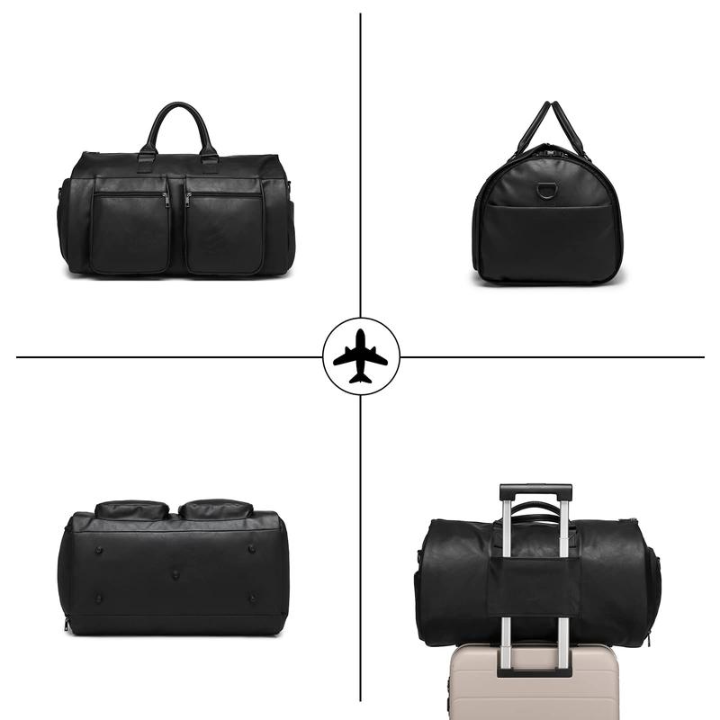 SEYFOCNIA Convertible Travel Garment Bag,Carry on Garment Duffel Bag for Men Women - 2 in 1 Hanging Suitcase Suit Business Travel Bag Black