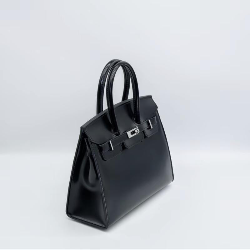 BK25 BOX Silver Cowhide Genuine Leather Messenger Bag with Adjustable Strap and Top Handle