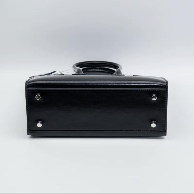 BK25 BOX Silver Cowhide Genuine Leather Messenger Bag with Adjustable Strap and Top Handle