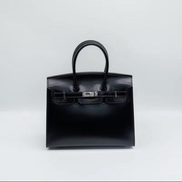BK25 BOX Silver Cowhide Genuine Leather Messenger Bag with Adjustable Strap and Top Handle