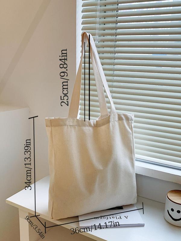 Women's Summer 2024 New Stylish Canvas Graphic Print Tote Bag, Large Capacity Shopping Bags, Simple Casual Slogan Reusable Grocery Bag for Women, Matching Shoulder Bag for School, Office, Work