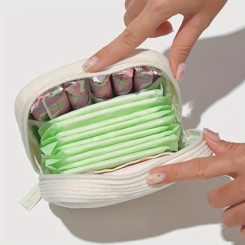 Mini Makeup Bag, 1 Count Portable Sanitary Napkin Storage Bag, Casual Style Storage Bag with Compartments for Home Travel