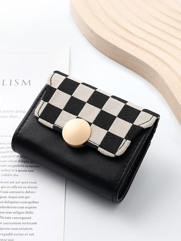 Women's Checkerboard Pattern Short Wallet, Fashionable Multi Card Slot Wallet for Daily Used, Casual Trendy Versatile High-quality Daily Wallet