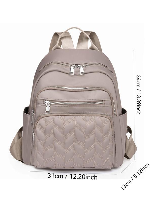 Multi-functional Quilted Design Backpack, Casual Solid Color Backpack, Fashionable Backpack for Women & Men