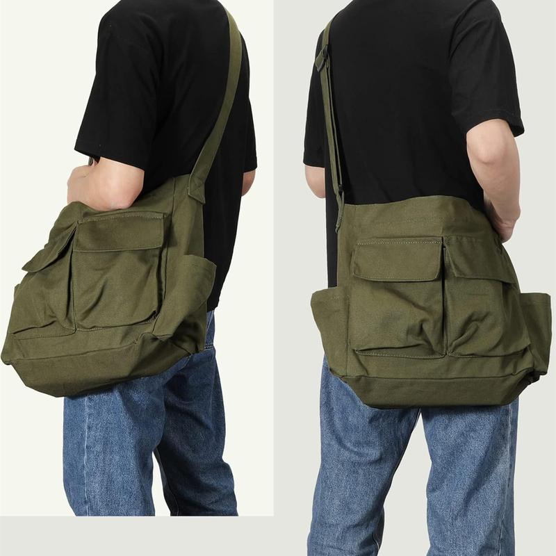 Canvas Messenger Bag Large Hobo Crossbody Bags with Multiple Pockets, Vintage  Laptop Bag for Women and Men