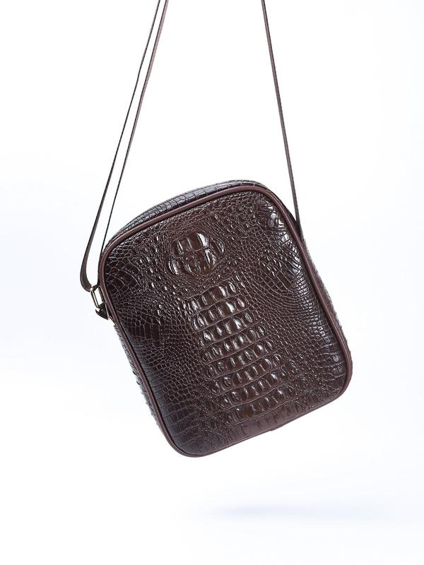 Men's Crocodile Embossed Shoulder Bag, 2024 New Style Fashionable Crossbody Bag for Daily Used, Casual Trendy Versatile High-quality Daily Commuting Bag