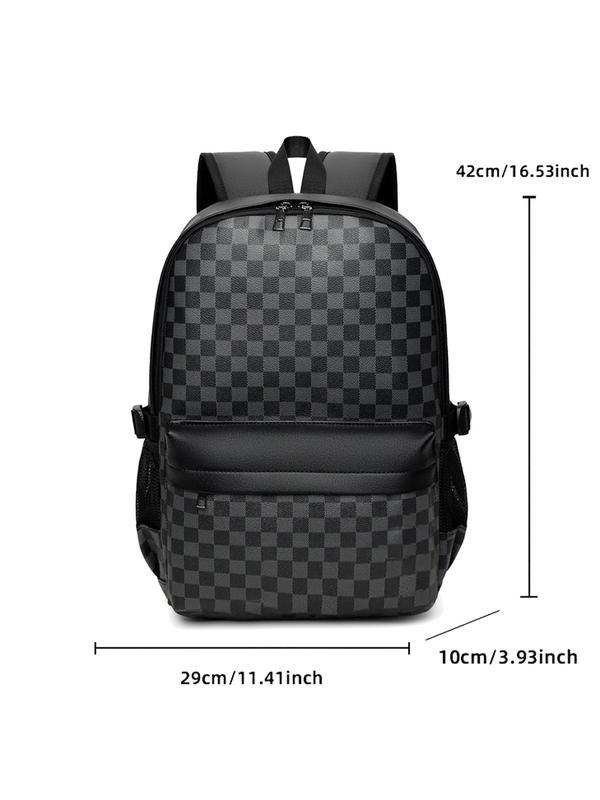 Unisex Fashionable Plaid Pattern Backpack, Casual Large Capacity Zipper Backpack, Waterproof Travel Backpack for Outdoor, Travel & Climbing