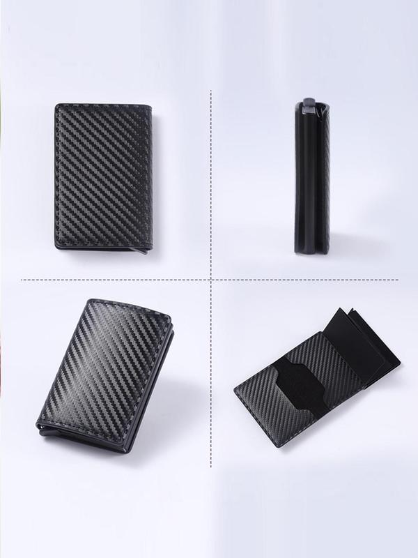 Men's Business Carbon Fiber Pattern Card Holder, Ultra-thin RFID Blocking Wallet, Durable Aluminum Alloy Card Holder for ID Card, Driver's License