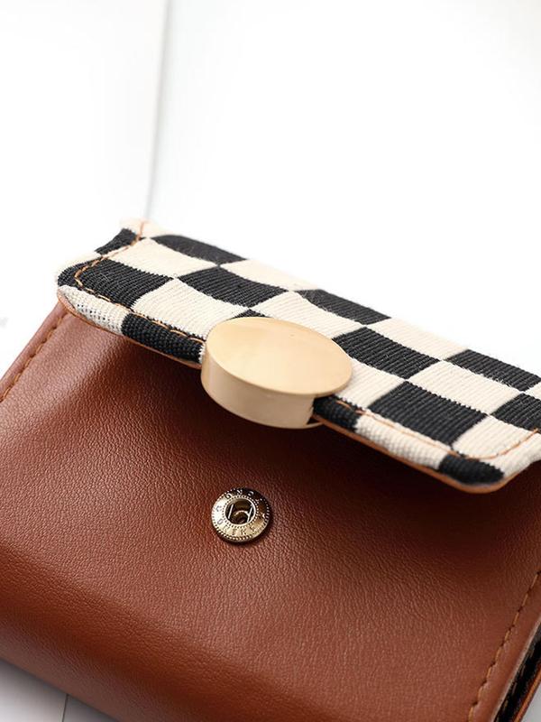 Women's Checkerboard Pattern Short Wallet, Fashionable Multi Card Slot Wallet for Daily Used, Casual Trendy Versatile High-quality Daily Wallet