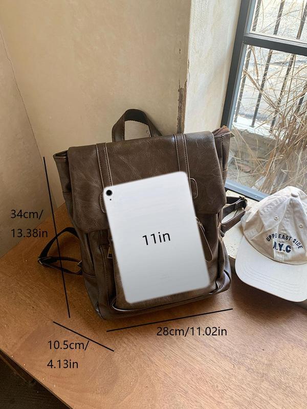 Women's Fashionable Solid Color Backpack, Casual PU Leather Backpack for Daily Used, Trendy Versatile High-quality Daily Commuting Bag