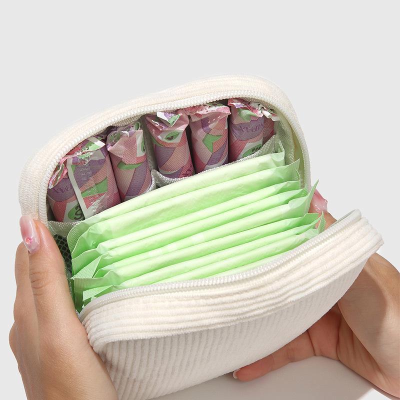 Mini Makeup Bag, 1 Count Portable Sanitary Napkin Storage Bag, Casual Style Storage Bag with Compartments for Home Travel