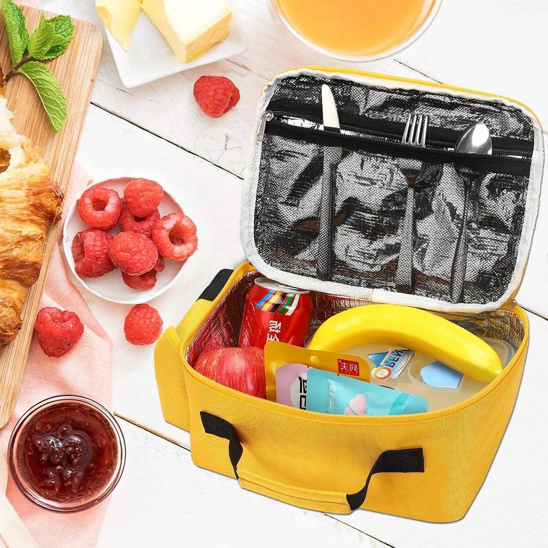 Insulated Lunch Box School Lunch Bags Reusable Cooler Thermal Meal Tote for Picnic (Yellow School bus)