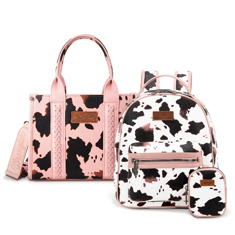 Wrangler Moo Moo Cow Print Backpack and Tote Set of 2