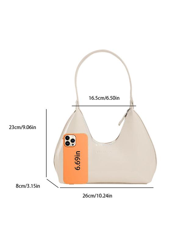 Women's Solid Color Shoulder Bag, Fashionable PU Leather Zipper Underarm Bag for Daily Used, Casual Trendy Versatile High-quality Daily Commuting Bag