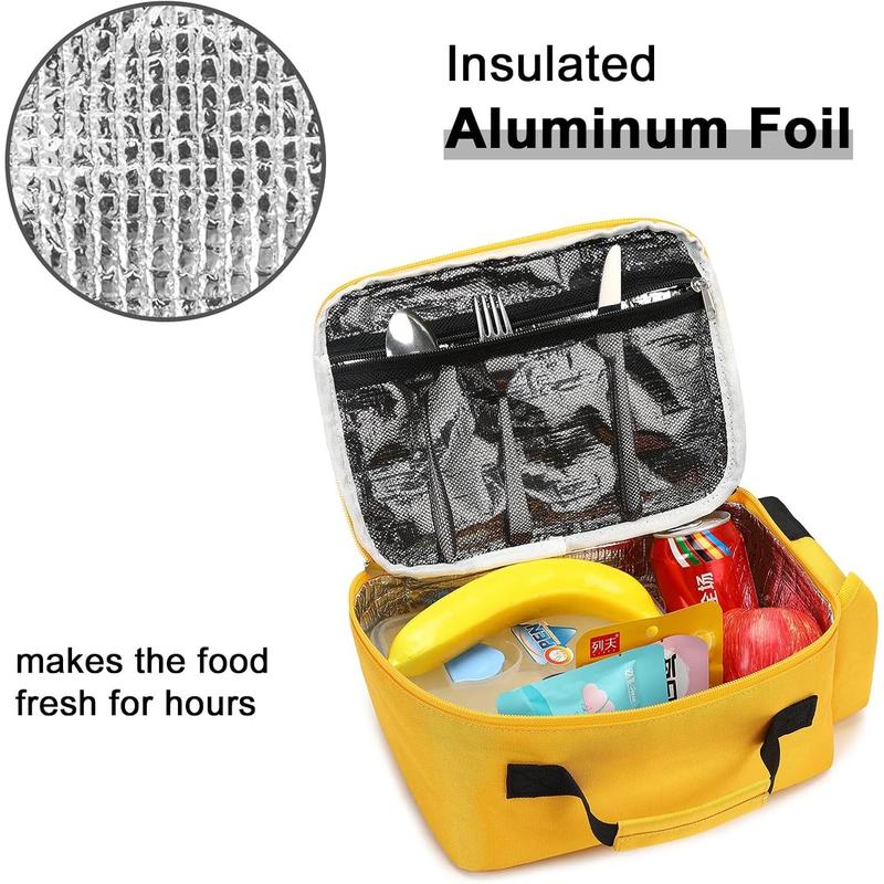 Insulated Lunch Box School Lunch Bags Reusable Cooler Thermal Meal Tote for Picnic (Yellow School bus)