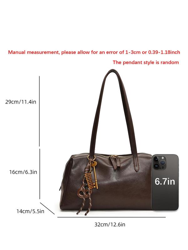 Women's Fashionable Food Charm Design Shoulder Bag, Casual Pu Leather Boston Bag for Daily Used, Trendy Versatile High-quality Daily Commuting Bag