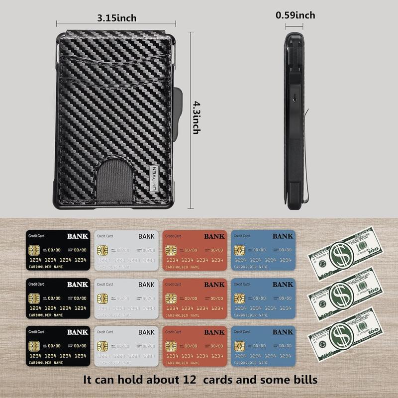 Wallet for Men - Slim Pop Up Bifold Wallet with Money Clip, Minimalist Wallet RFID Blocking with Gift Box