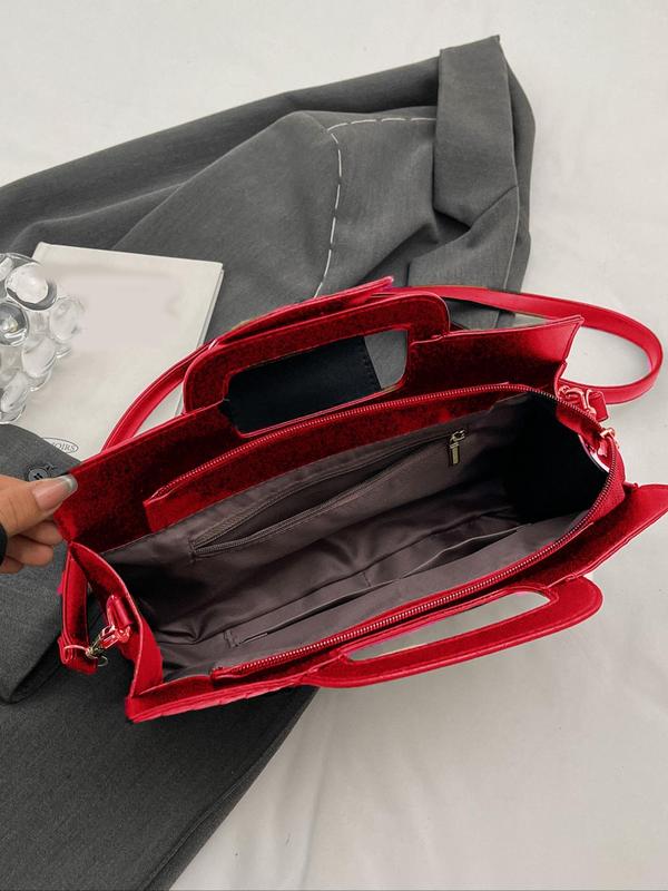 Women's Elegant Plain Color Crocodile Embossed Boston Bag As Gift, Street Style Trendy Handbag & Crossbody Bag, Fashionable Handbag for Daily Use