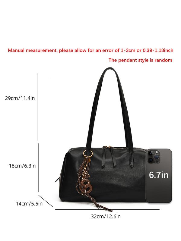 Women's Fashionable Food Charm Design Shoulder Bag, Casual Pu Leather Boston Bag for Daily Used, Trendy Versatile High-quality Daily Commuting Bag