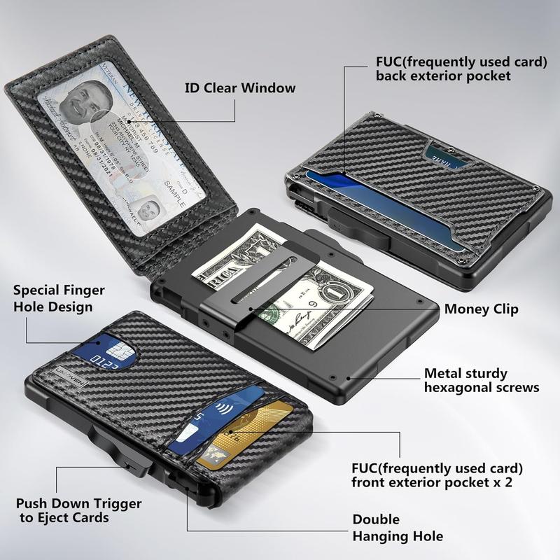 Wallet for Men - Slim Pop Up Bifold Wallet with Money Clip, Minimalist Wallet RFID Blocking with Gift Box
