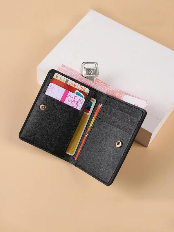 Men's Pu Leather Snap Button Short Wallet, Portable Multi Card Slots Bifold Card Holder, Cash Bank Card Id Credit Card Storage, for Men and Women