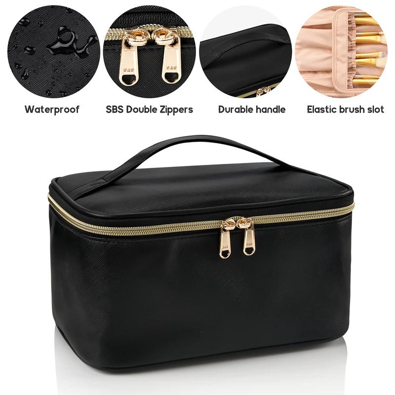 Makeup Bag Portable Cosmetic Bag Summer Spring Large Capacity Travel Makeup Case Organizer Black For Women Toiletry Bag for Girls Traveling With Handle and Divider Spring Versatile Storage Bag, Trending Products