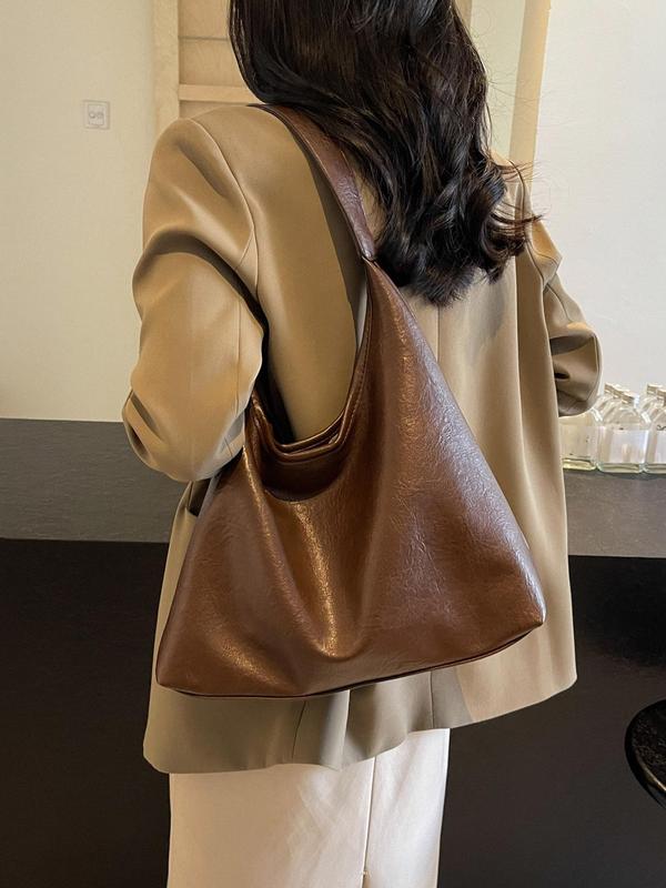 Women's Solid Color Tote Bag, Large Capacity Hobo Bag for Work & Daily Used, Casual Trendy Versatile High-quality Daily Commuting Bag, Girl Fashionable Shopping Bag
