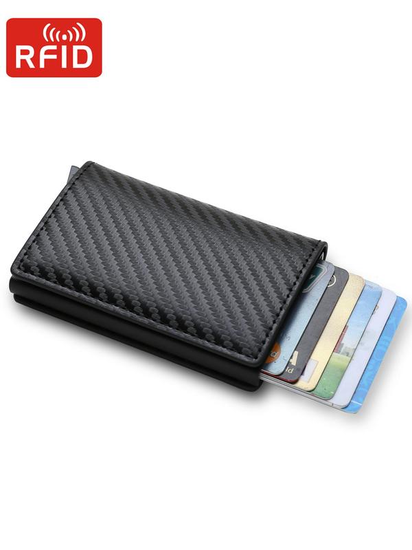 Men's Business Minimalist Rfid Anti-theft Wallet, 2024 New Style Simple Plain Pu Leather Card Holder, Multi Card Slots Card Holder for Men for Working, Party, Shopping