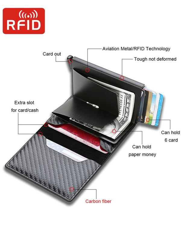 Men's Business Minimalist Rfid Anti-theft Wallet, 2024 New Style Simple Plain Pu Leather Card Holder, Multi Card Slots Card Holder for Men for Working, Party, Shopping