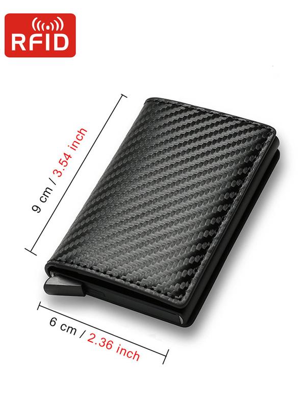 Men's Business Minimalist Rfid Anti-theft Wallet, 2024 New Style Simple Plain Pu Leather Card Holder, Multi Card Slots Card Holder for Men for Working, Party, Shopping
