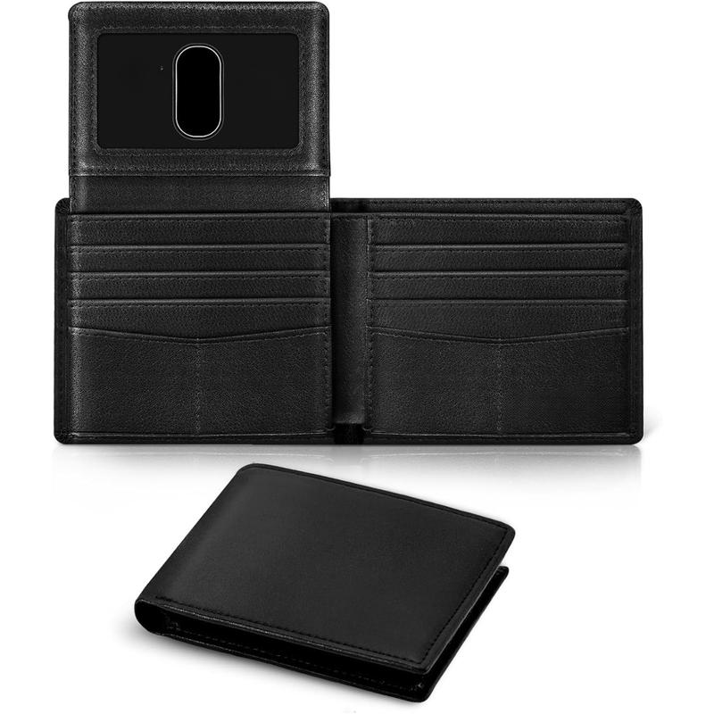 Wallet for Men, Premium Classic Mens Wallet Minimalist Slim Bifold Wallet, RFID Blocking Wallet with 10 Credit Card, 2 ID Window and 2 Cash Slots, Leather Compact Wallet, Front Pocket Card Holder