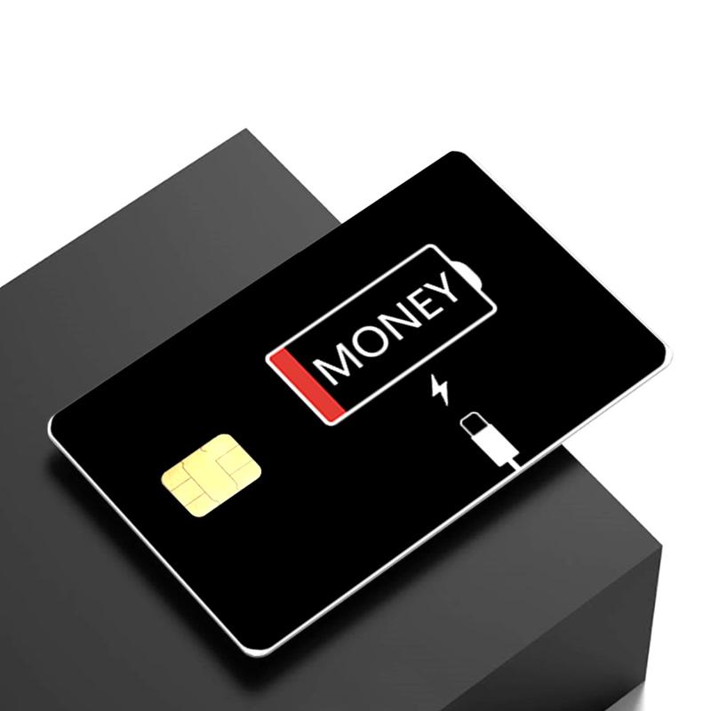 Low Battery Money Credit Card Skin – Minimalist and Durable Financial Humor Card Cover