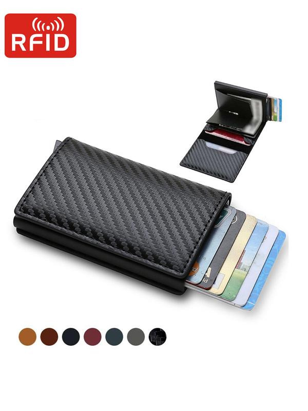 Men's Business Minimalist Rfid Anti-theft Wallet, 2024 New Style Simple Plain Pu Leather Card Holder, Multi Card Slots Card Holder for Men for Working, Party, Shopping
