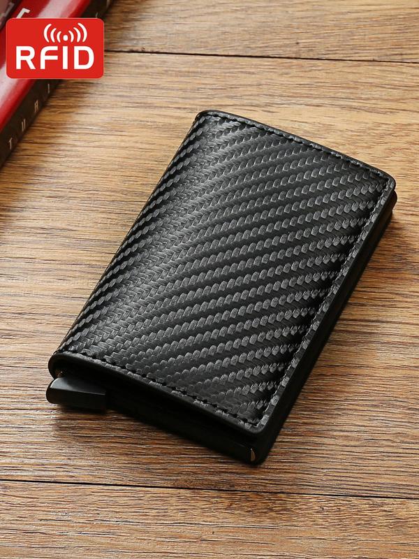Men's Business Minimalist Rfid Anti-theft Wallet, 2024 New Style Simple Plain Pu Leather Card Holder, Multi Card Slots Card Holder for Men for Working, Party, Shopping