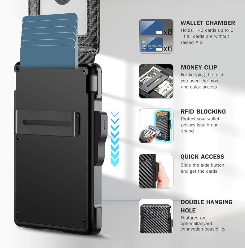 Wallet for Men - Slim Pop Up Bifold Wallet with Money Clip, Minimalist Wallet RFID Blocking with Gift Box